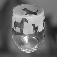 IRISH TERRIER Frieze Boxed 36cl Crystal Stemless Wine / Water Glass