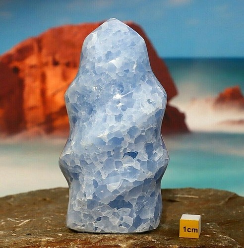 Blue calcite polished large - calcite,
