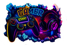 3D Smashed Wall Mural Neon