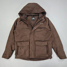The North Face Mens Jacket Brown Small Hyvent Parka Hooded Padded Full Zip