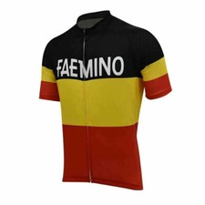 Mens Retro Belgium Faemino Cycling Short Sleeve Jersey Bike Jersey Riding Tops