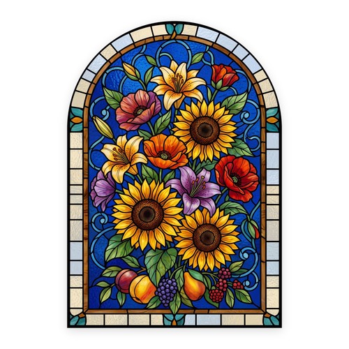 Sunflowers lilies poppies arch - sunflowers,