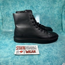 G-Star Raw Black Leather High Top Side Zip Leather Lace Up Shoes Size 11