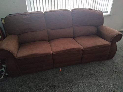 Three seater settee brown - three,