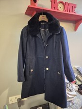 Womens Love Coats Faux Fur Navy Winter Jacket New Size 16
