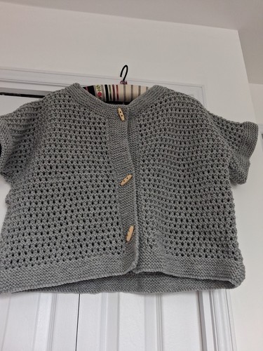 Grey handknitted cardigan - handknitted,