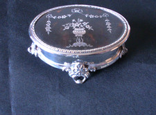 Solid Silver Trinket Box With Tortoise shell Lid Hallmark Date 1909 By Synyer &