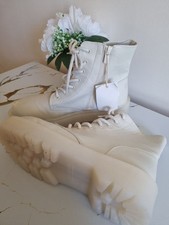 Pull & Bear UK UK8/41EU Womens Stylish Cream Lace-Up Boots