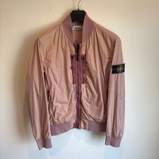 Men's STONE ISLAND Pink Garment Dyed Crinkle Reps NY Bomber Jacket - MEDIUM