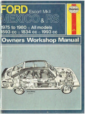 FORD ESCORT MK2 MEXICO , RS1800 & RS2000 1975-80 OWNERS WORKSHOP MANUAL *H.BACK*