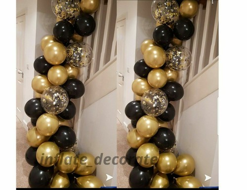 100 balloons gold black - black, arch