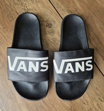 VANS Black Logo Classic Slip-On Slides Sliders Flats Flip Flops Pump Unisex UK 5
