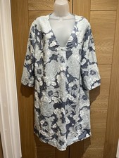 Vintage Cut Loose American 100% linen v neck midi boho hippie casual dress