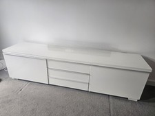 White Gloss TV Stand 180cm With 2 Drawlers And 3 Shelfs