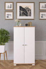 Multi-Purpose 110 cm Shoe Cabinet with 2 Doors Oak White
