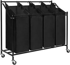 Mondeer Laundry Baskets Laundry Trolley 4x 45L Basket
