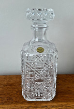  Genuine Lead Crystal Cut Glass Whisky Brandy Decanter 25 cm tall x 9 cm