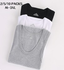 10 Pack Mens Ribbed Vests 100% Cotton Comfortable Feel Summer Gym Tank Top S-3XL