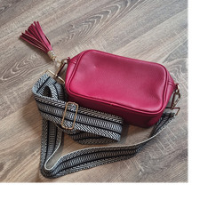 Red Faux Leather Crossbody Bag
