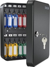 Uniclife 28-Key Steel Key Cabinet with 2 Unlocking Keys Wall Mounted Black - Z03