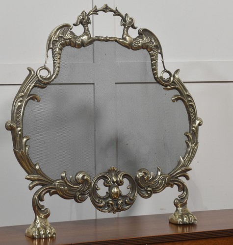 Brass rococo revival fire - brass,