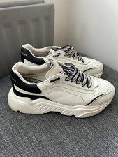 Dolce & Gabbana CS1791 AX589 Daymaster White Black Leather Sneakers Size 6 D&G