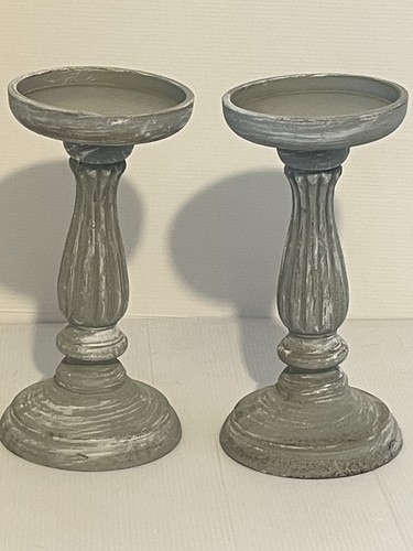 Two grey rustic wooden candle - rustic,