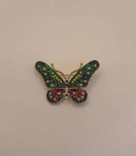 Gold tone rhinestone butterfly - gold,