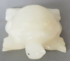 Natural White Onyx Turtle  paper weight-decor-statue,  adorable turtle decor, 4"