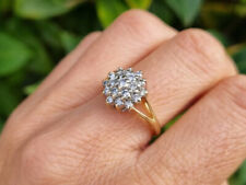 1 Ct Round Diamond Cluster Engagement Wedding Ring 14K Yellow Gold Over Size N