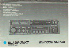 BLAUPUNKT WINDSOR SQR 38 CAR RADIO CASSETTE PLAYER 1988 OPERATING INSTRUCTIONS