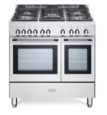 DeLonghi DTR 906-G 90cm Twin Cavity GAS Range Cooker Steel