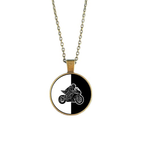 Motorbike necklace monochrome - motorbike,