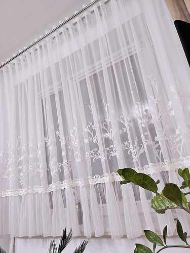 Warm white voile curtain - warm,