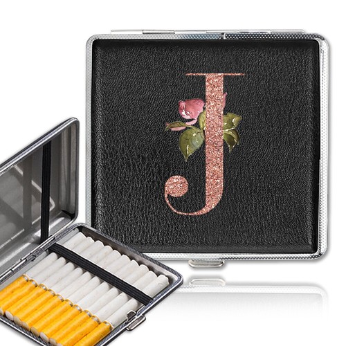 Black cigarette case - black, metal