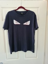 Men's Navy Fendi Tired Eyes T-shirt Size L/M