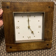 Next Wooden Wall Clock Quartz mahogany 11” Square Used Good Condition 