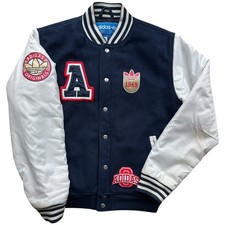 Adidas Originals Varsity Jacket Men's M Navy Blue Trefoil Wool Blend Coat