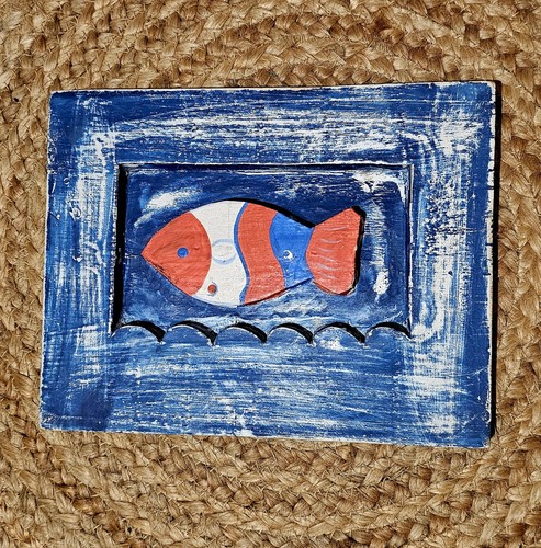 Charming carved wooden fish - carved,