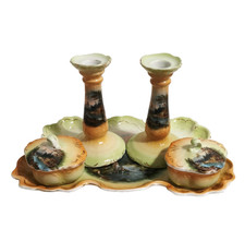 Antique Victorian Dressing Table Set Ceramic See Description Tray Pots Candles