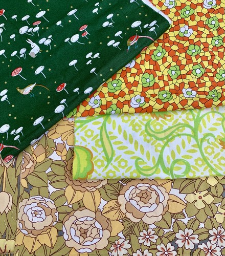 Retro floral green orange - retro,