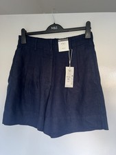 M&S Ladies Navy Linen Shorts -