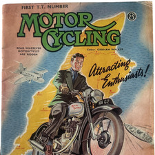 Vintage 1951 MOTOR CYCLING Magazine – Royal Enfield 350 Bullet – First T.T. Numb