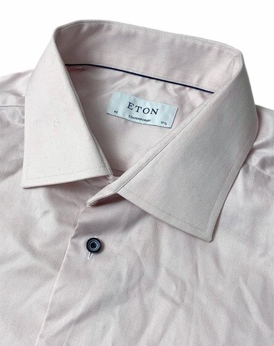 Men eton shirt pink cotton - cotton, xxl
