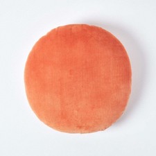 Burnt Orange Round Velvet Cushion 40cm Luxury Soft Filled Throw Pillow Sofa