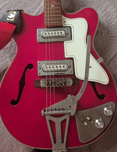 Red arch top electric guitar - red,