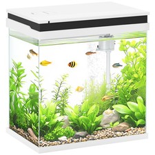 PawHut 14L Small Fish Tank with Filter System, LED Lights, Water Pump, White