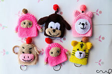 New Handmade Cute Crochet Knit Key Cover Ring Chain Protective Case VAT