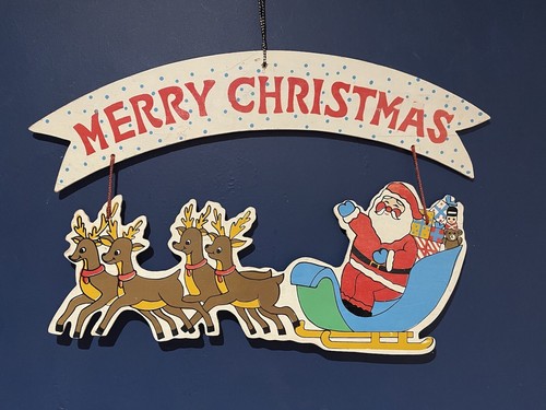 Vintage wooden christmas sign - wooden,