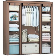 Canvas Fabric Wardrobe Large Portable Clothes Closet Storage Cupboard Dust Proof
